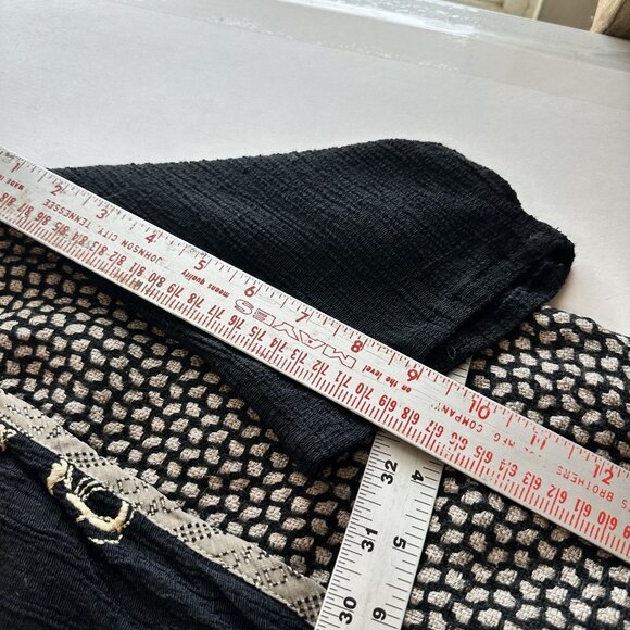 Vtg Womens Patchwork Blouse Asymmetrical Short Sleeve Top By Donna Jessica Black - Picture 7 of 9